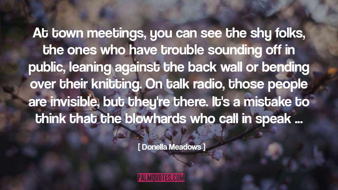 Donella Meadows Quotes: At town meetings, you can