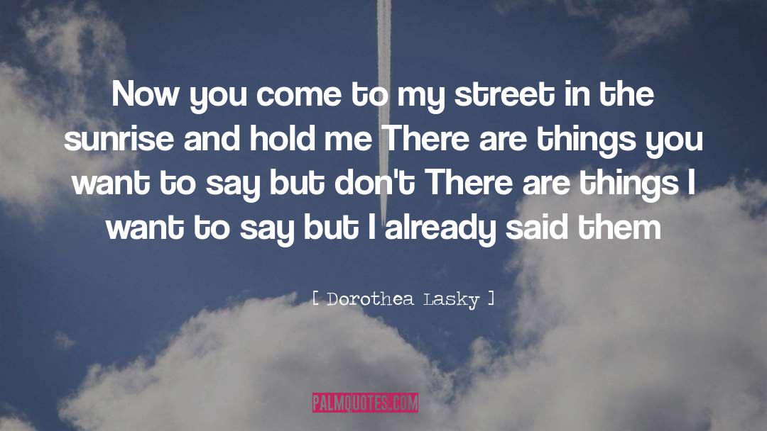 Dorothea Lasky Quotes: Now you come to my