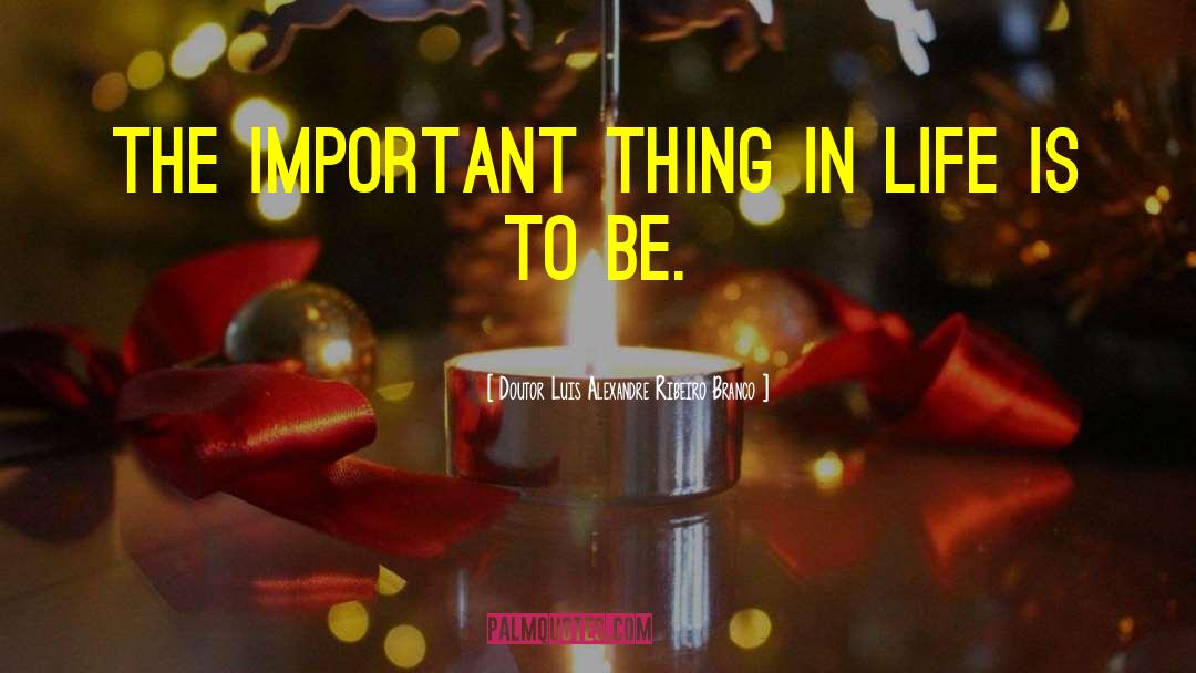 Doutor Luis Alexandre Ribeiro Branco Quotes: The important thing in life