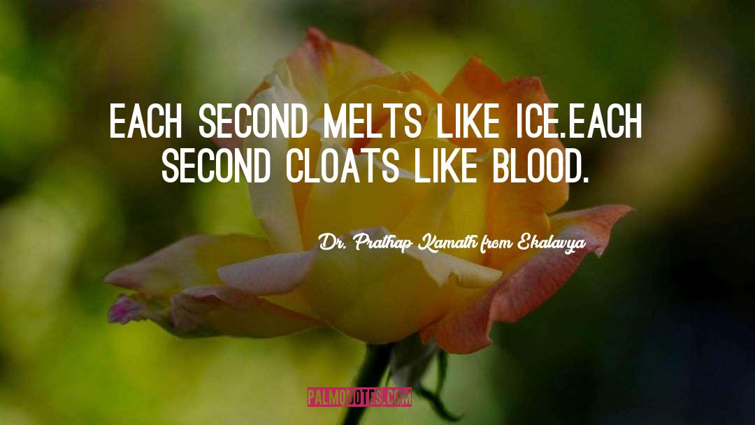 Dr. Prathap Kamath From Ekalavya Quotes: Each second melts like ice.<br>Each