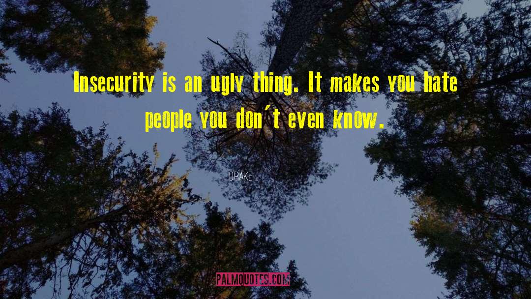 Drake Quotes: Insecurity is an ugly thing.