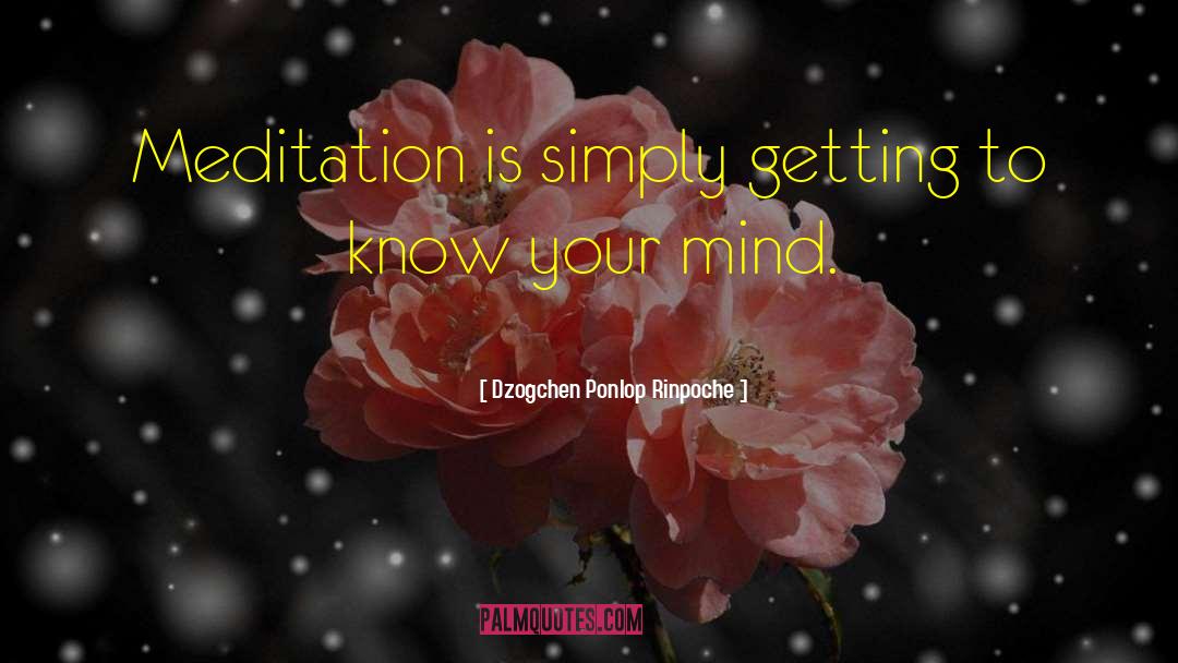 Dzogchen Ponlop Rinpoche Quotes: Meditation is simply getting to