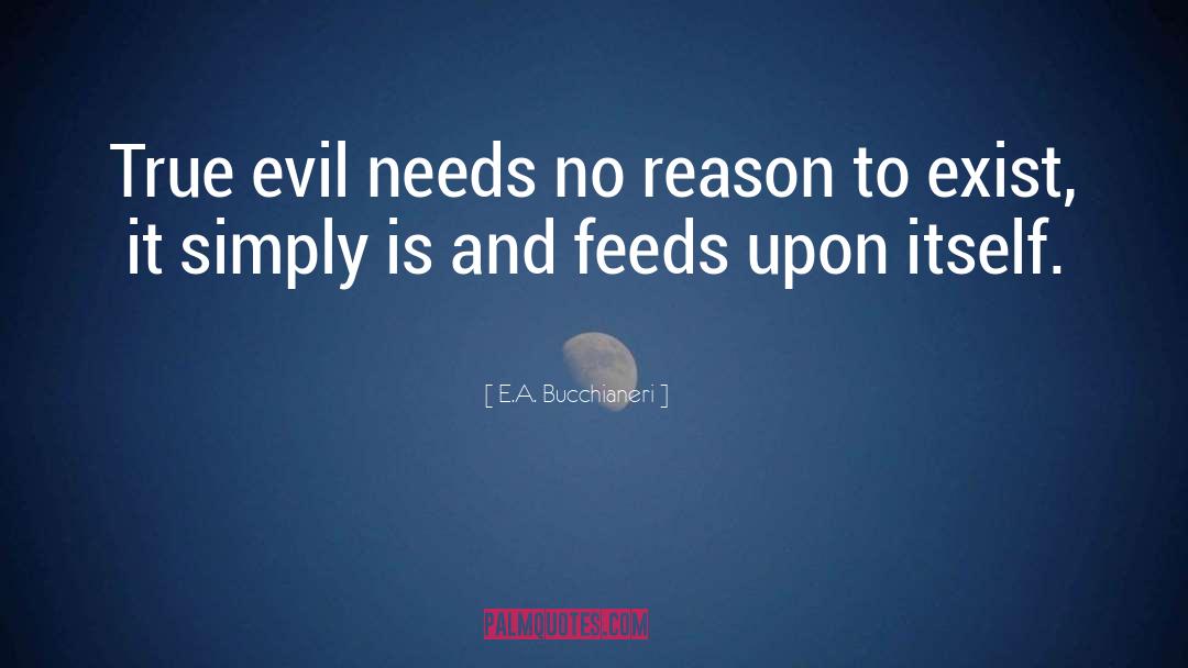 E.A. Bucchianeri Quotes: True evil needs no reason