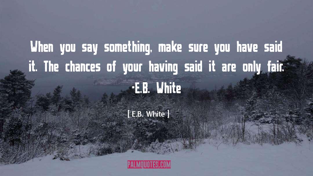 E.B. White Quotes: When you say something, make