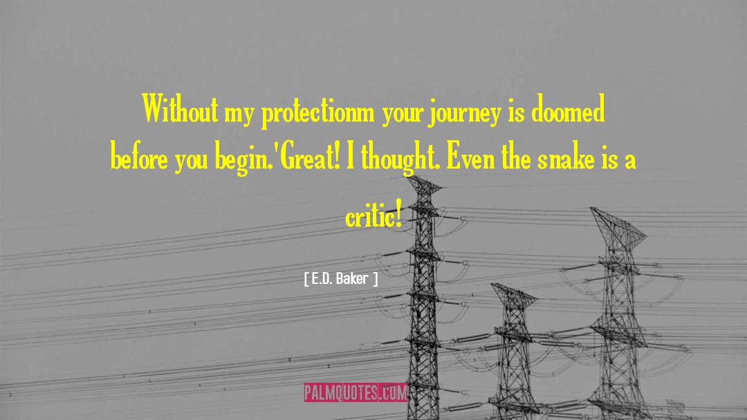 E.D. Baker Quotes: Without my protectionm your journey