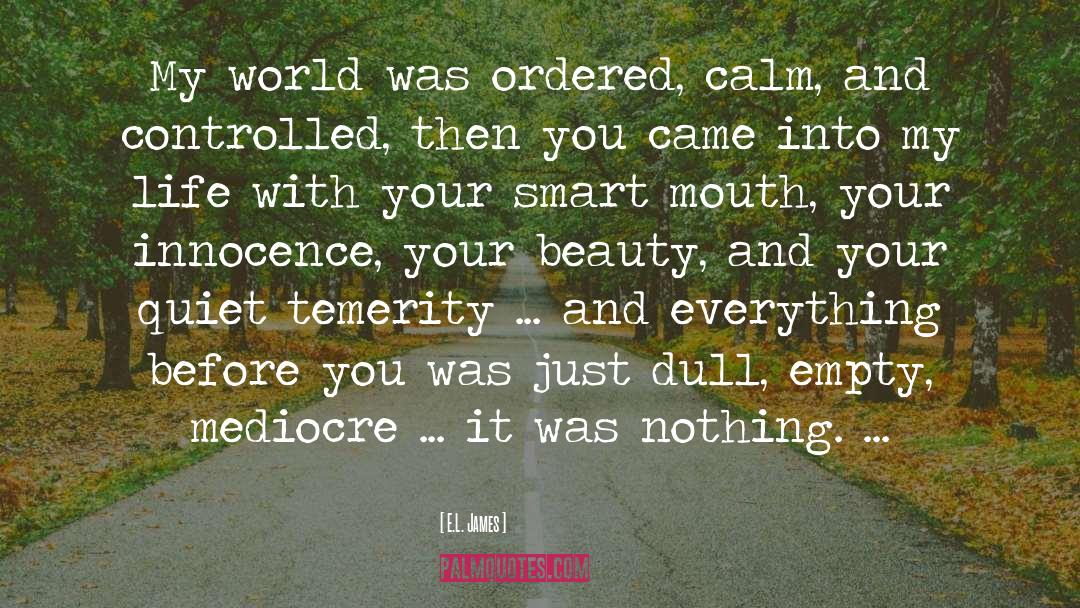 E.L. James Quotes: My world was ordered, calm,
