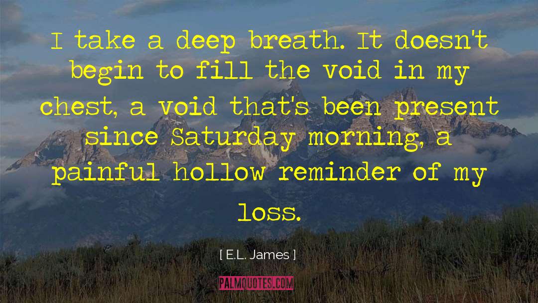 E.L. James Quotes: I take a deep breath.