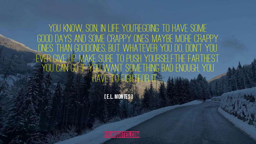 E.L. Montes Quotes: You know, son, in life