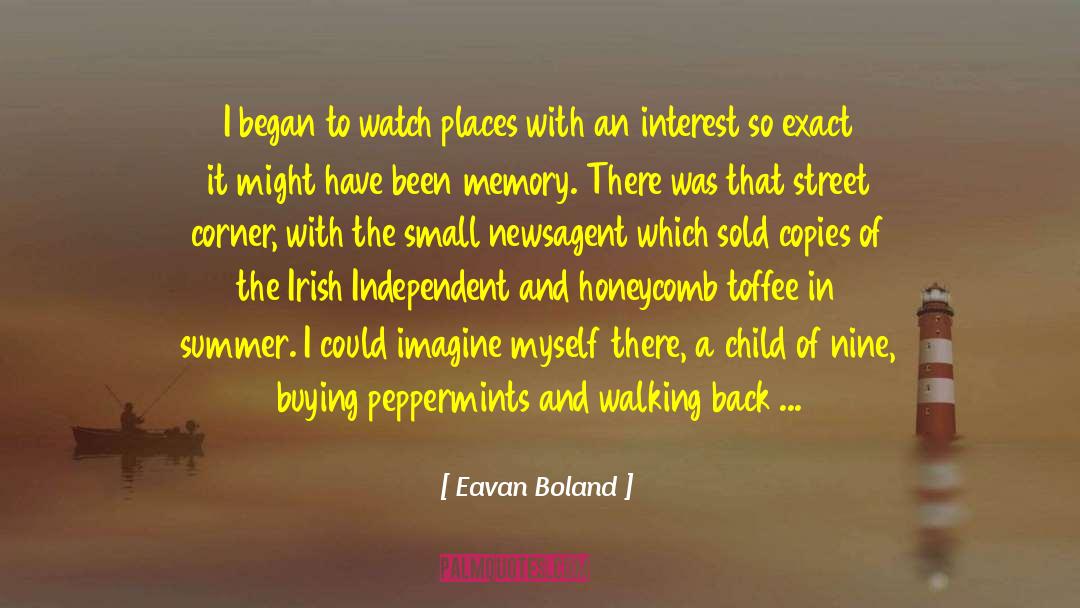 Eavan Boland Quotes: I began to watch places