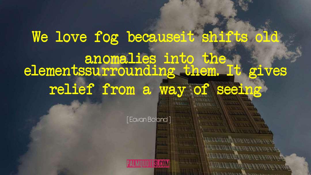 Eavan Boland Quotes: We love fog because<br>it shifts