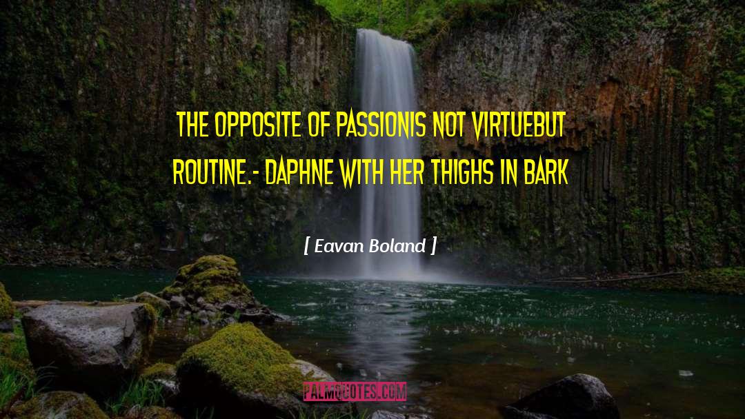 Eavan Boland Quotes: The opposite of passion<br />is