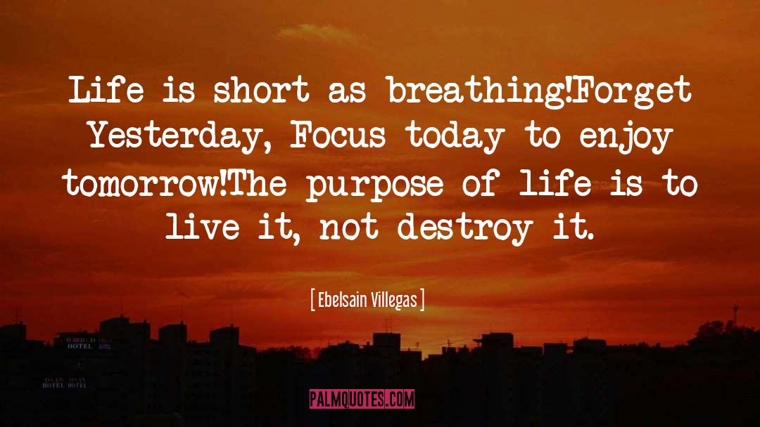 Ebelsain Villegas Quotes: Life is short as breathing!<br>Forget