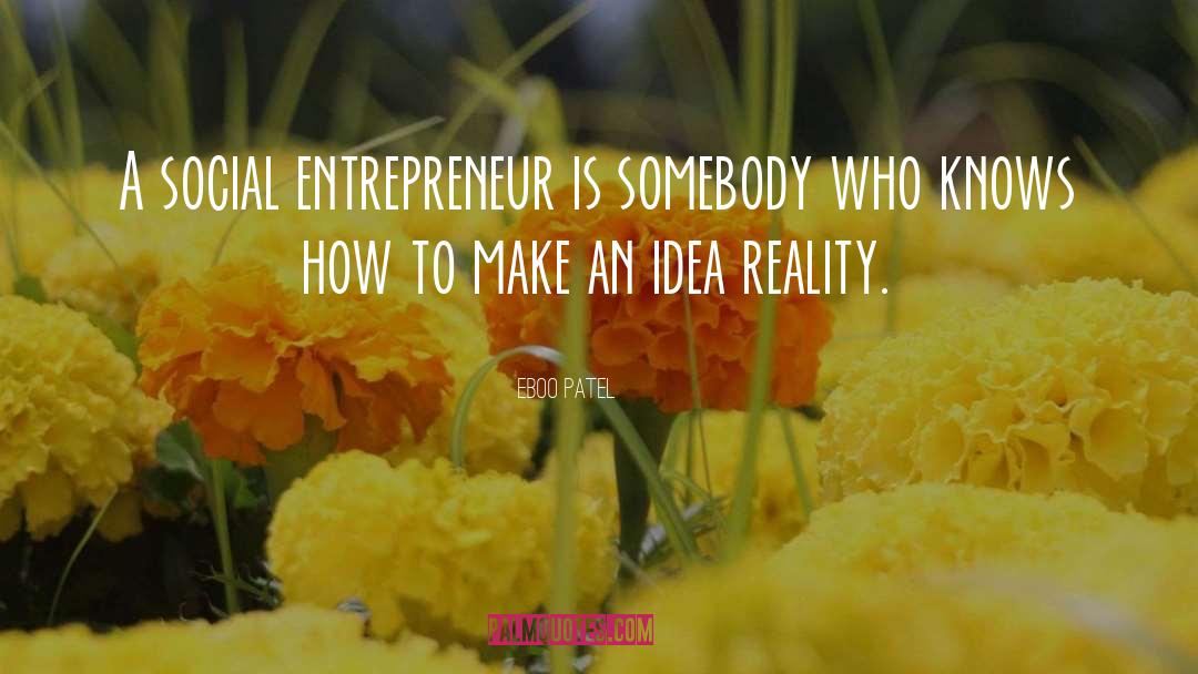 Eboo Patel Quotes: A social entrepreneur is somebody