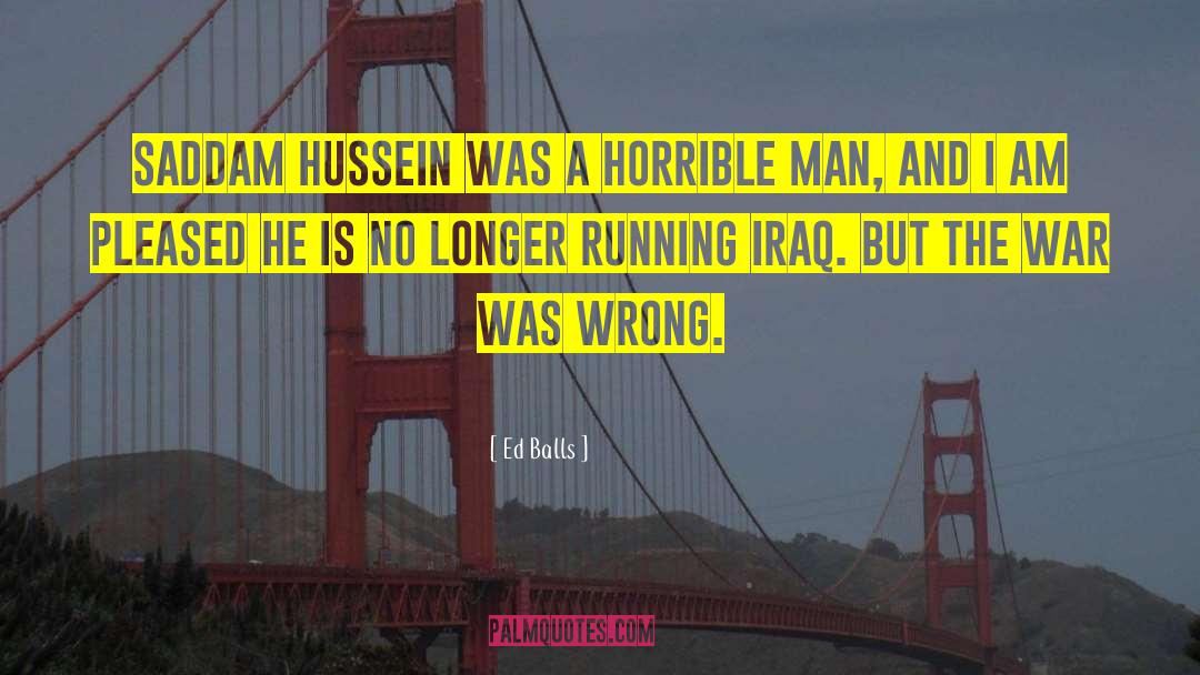 Ed Balls Quotes: Saddam Hussein was a horrible