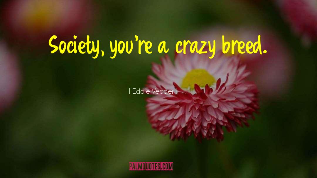 Eddie Vedder Quotes: Society, you're a crazy breed.