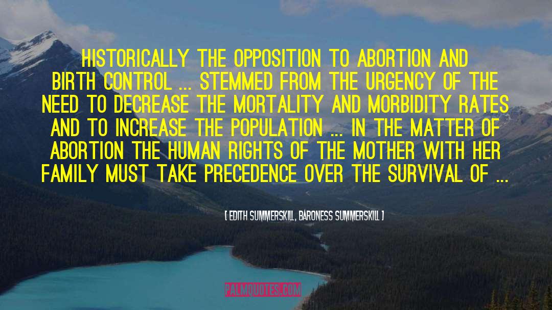 Edith Summerskill, Baroness Summerskill Quotes: Historically the opposition to abortion