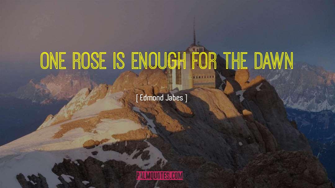 Edmond Jabes Quotes: One rose is enough for