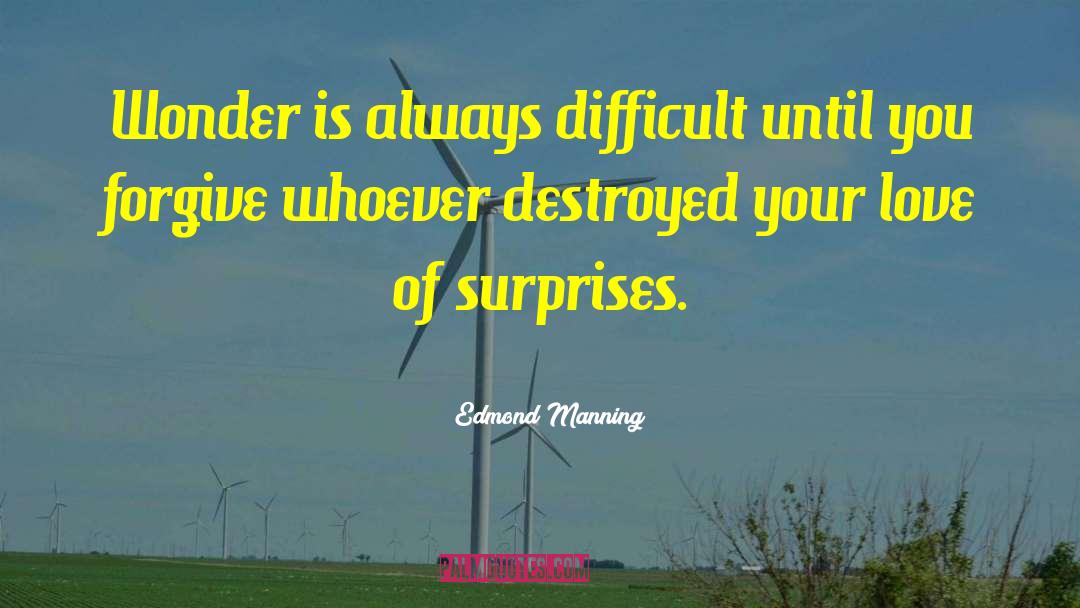 Edmond Manning Quotes: Wonder is always difficult until