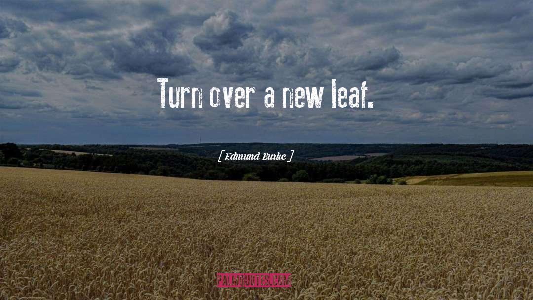 Edmund Burke Quotes: Turn over a new leaf.