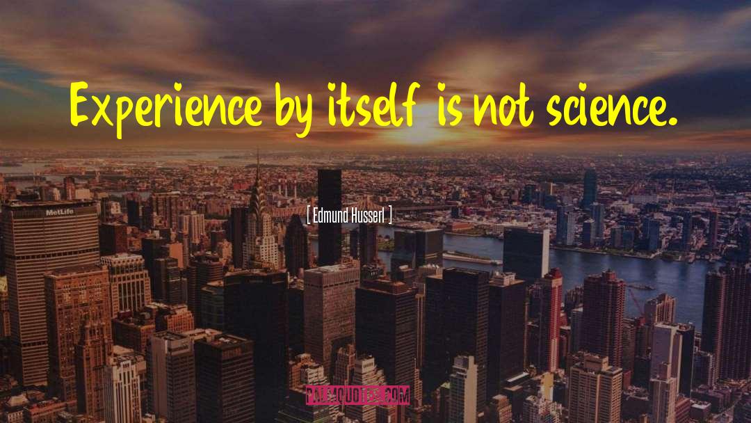 Edmund Husserl Quotes: Experience by itself is not