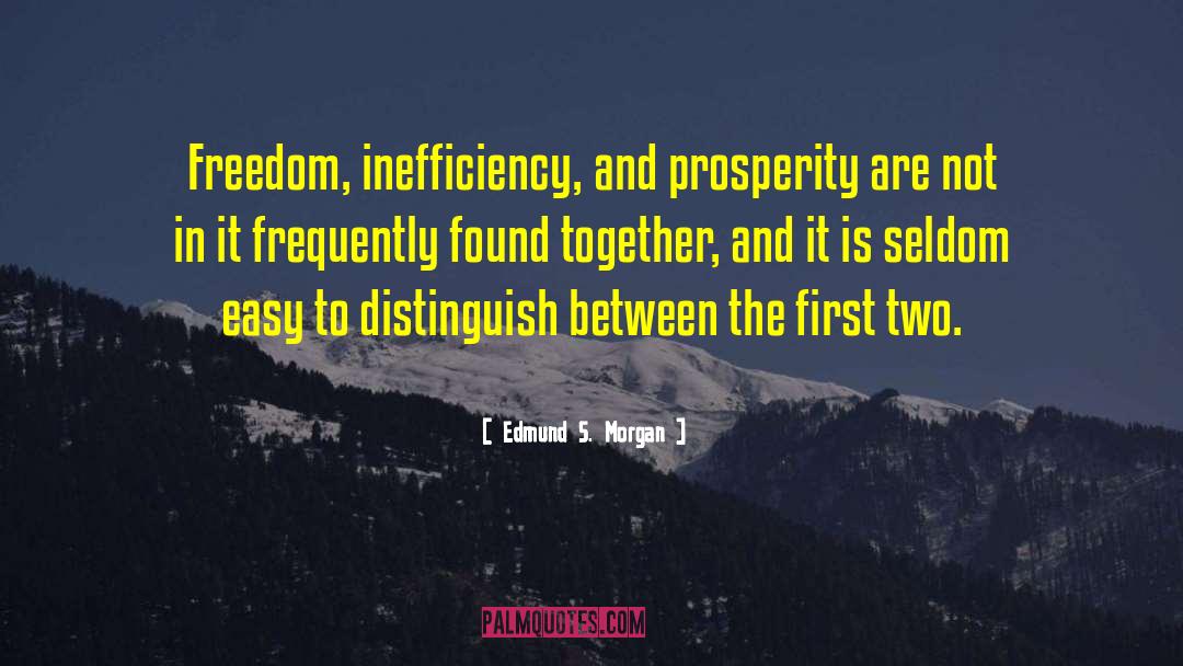 Edmund S. Morgan Quotes: Freedom, inefficiency, and prosperity are