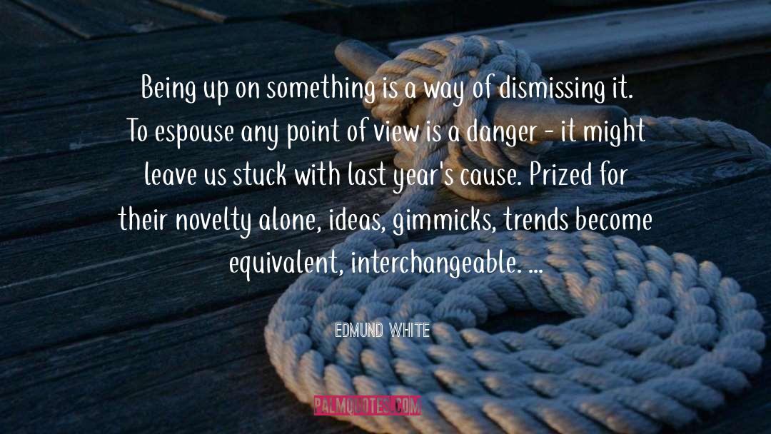 Edmund White Quotes: Being up on something is