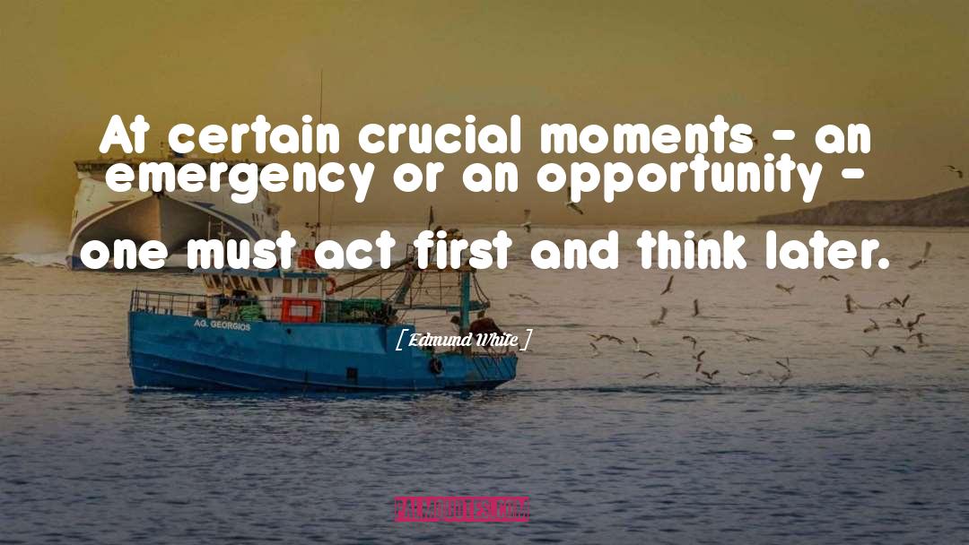 Edmund White Quotes: At certain crucial moments -