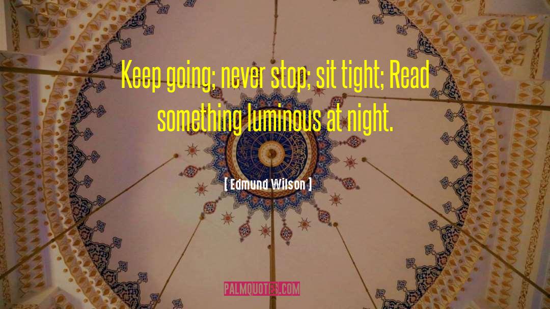 Edmund Wilson Quotes: Keep going; never stop; sit