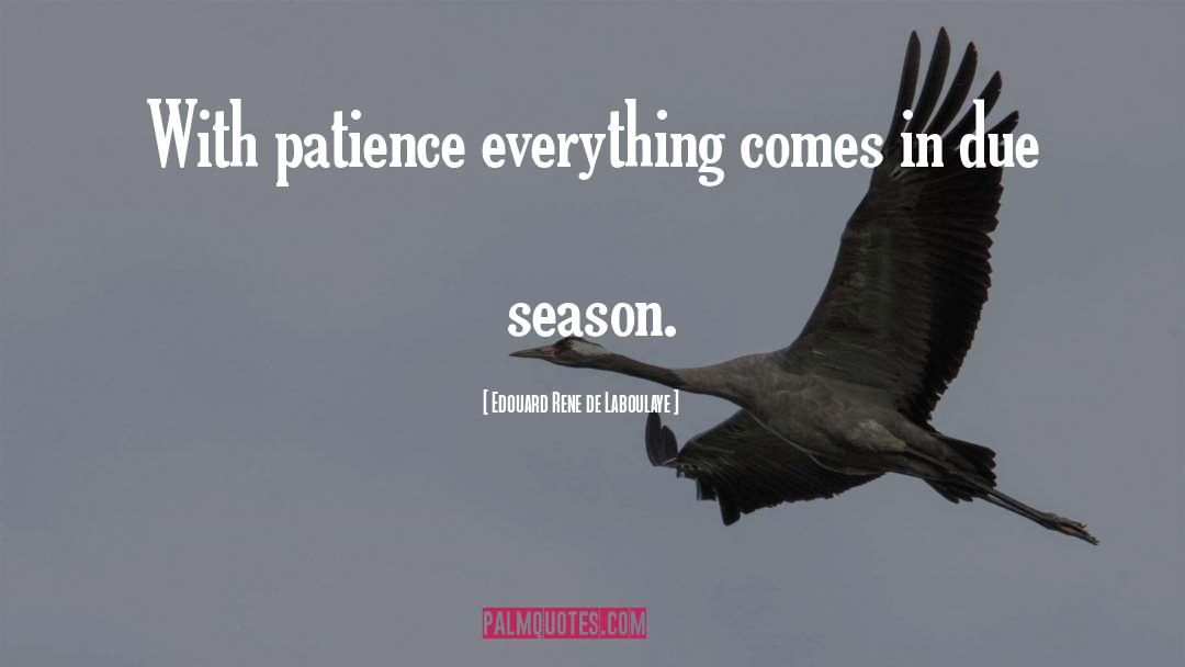 Edouard Rene De Laboulaye Quotes: With patience everything comes in