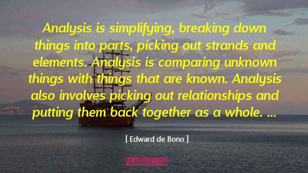 Edward De Bono Quotes: Analysis is simplifying, breaking down