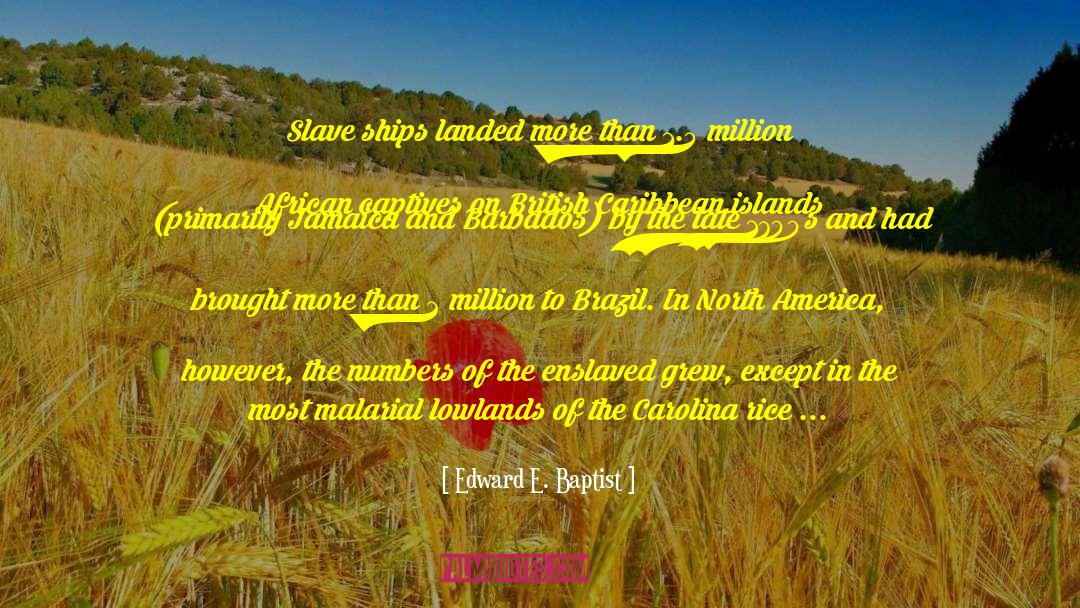 Edward E. Baptist Quotes: Slave ships landed more than