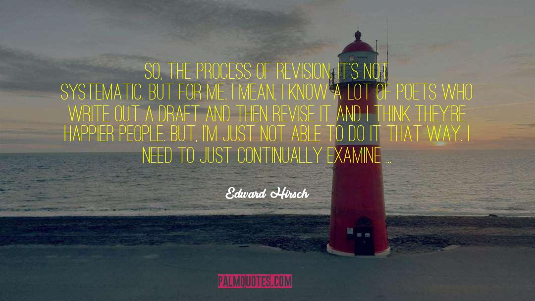 Edward Hirsch Quotes: So, the process of revision,