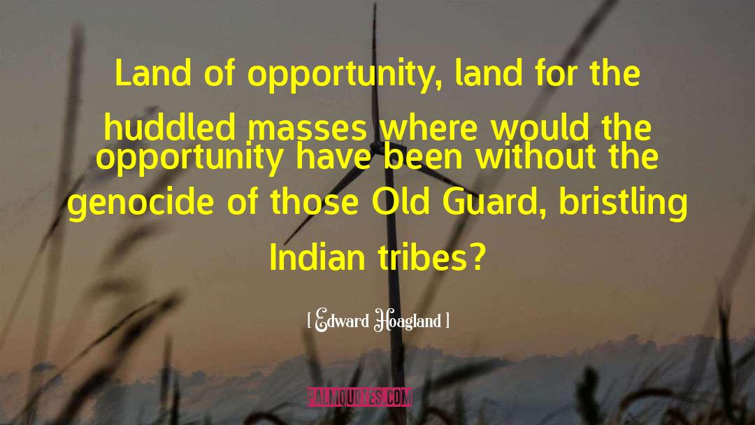 Edward Hoagland Quotes: Land of opportunity, land for