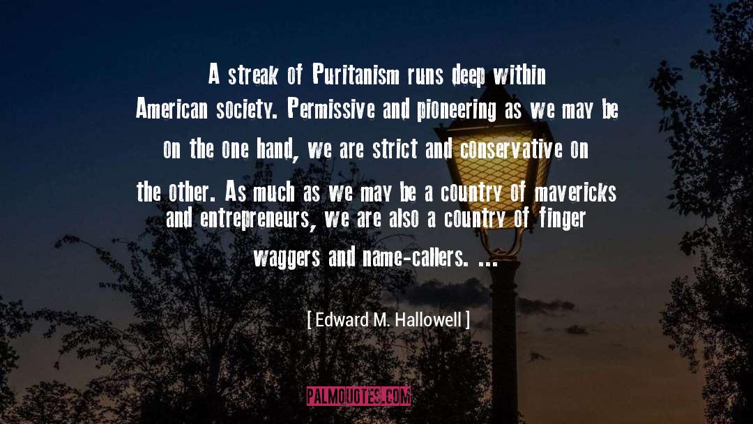 Edward M. Hallowell Quotes: A streak of Puritanism runs