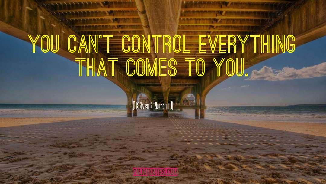 Edward Norton Quotes: You can't control everything that