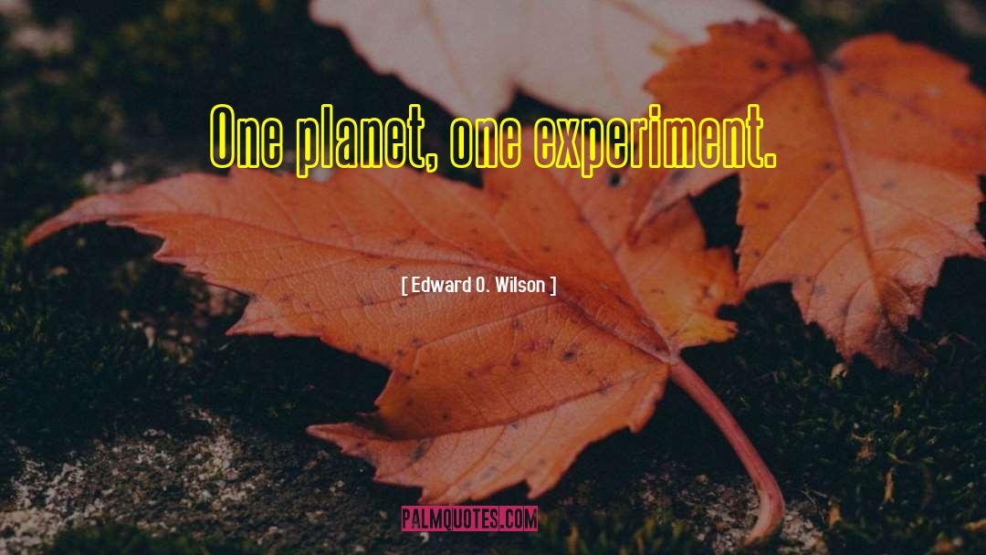 Edward O. Wilson Quotes: One planet, one experiment.