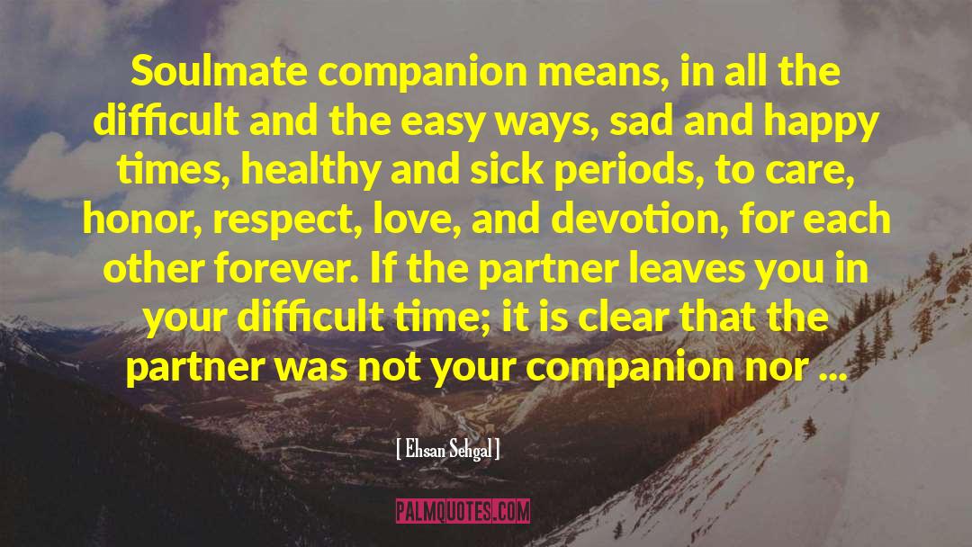 Ehsan Sehgal Quotes: Soulmate companion means, in all