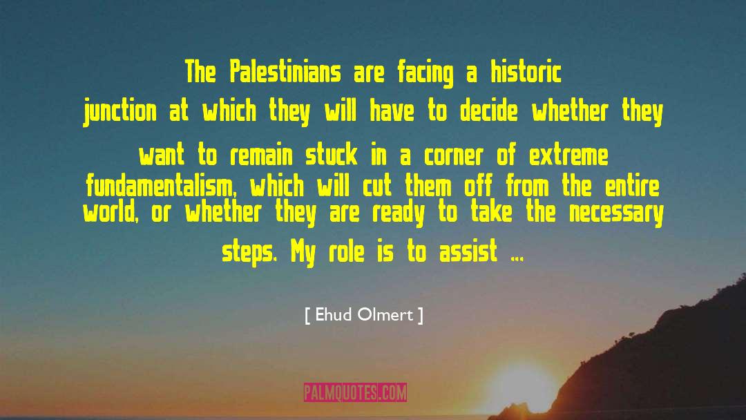 Ehud Olmert Quotes: The Palestinians are facing a