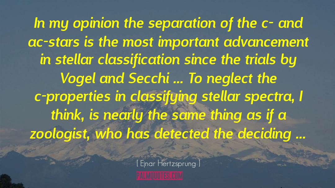 Ejnar Hertzsprung Quotes: In my opinion the separation