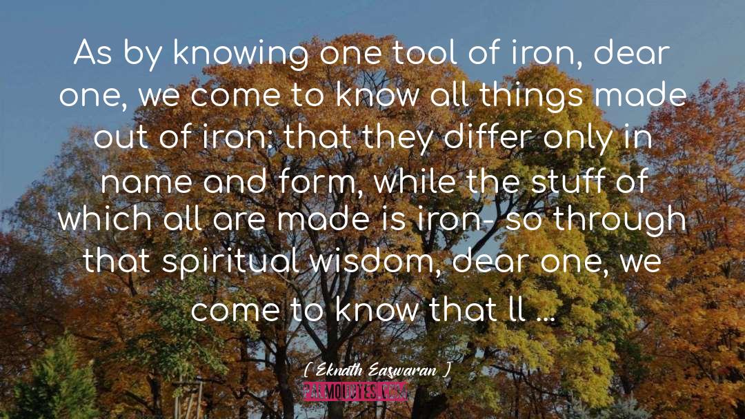 Eknath Easwaran Quotes: As by knowing one tool