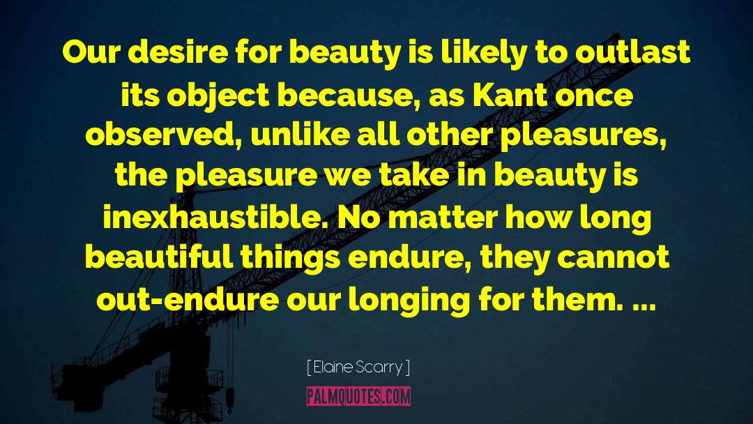 Elaine Scarry Quotes: Our desire for beauty is