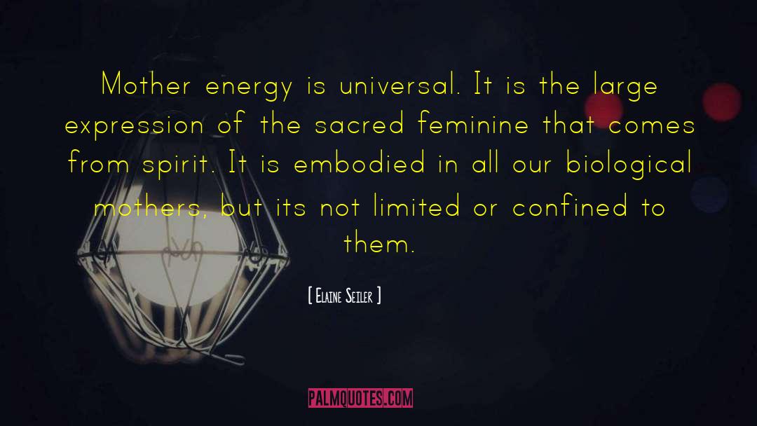 Elaine Seiler Quotes: Mother energy is universal. It