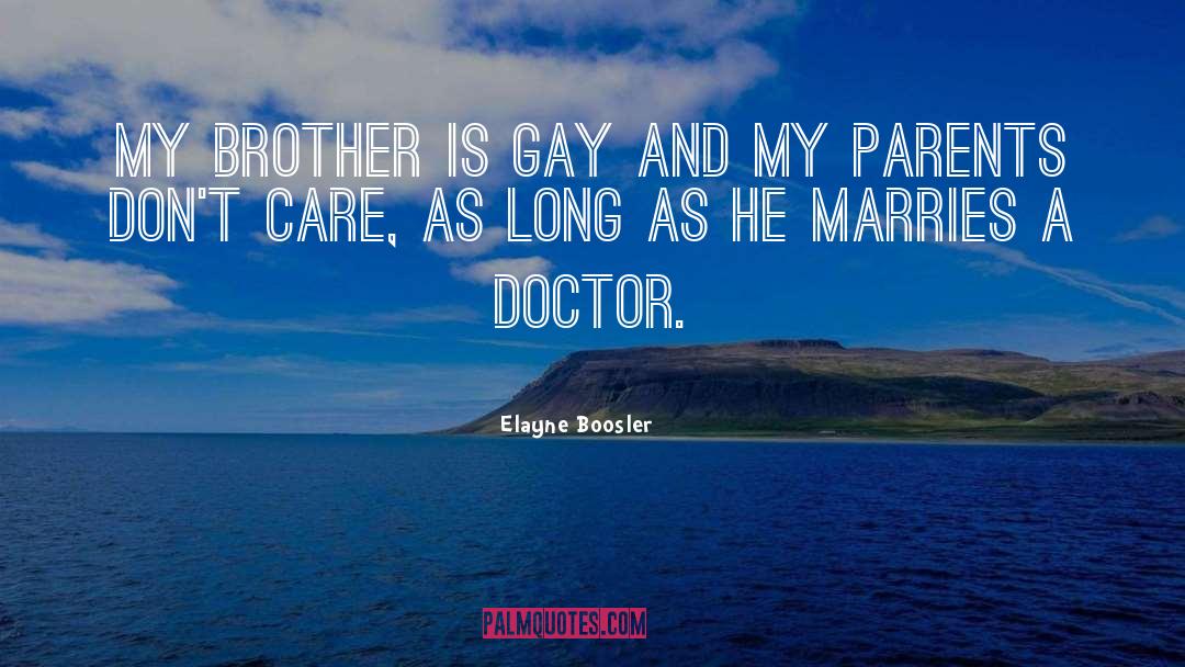 Elayne Boosler Quotes: My brother is gay and