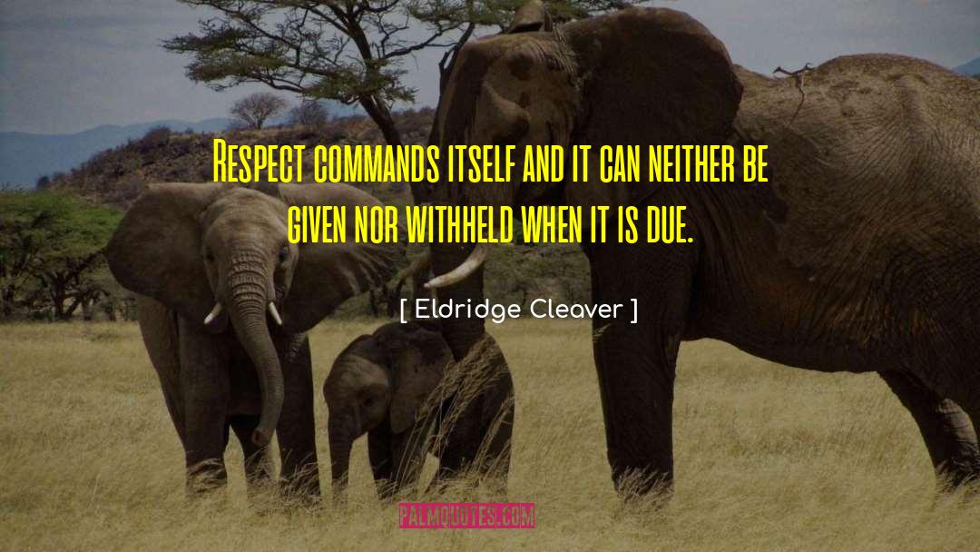 Eldridge Cleaver Quotes: Respect commands itself and it