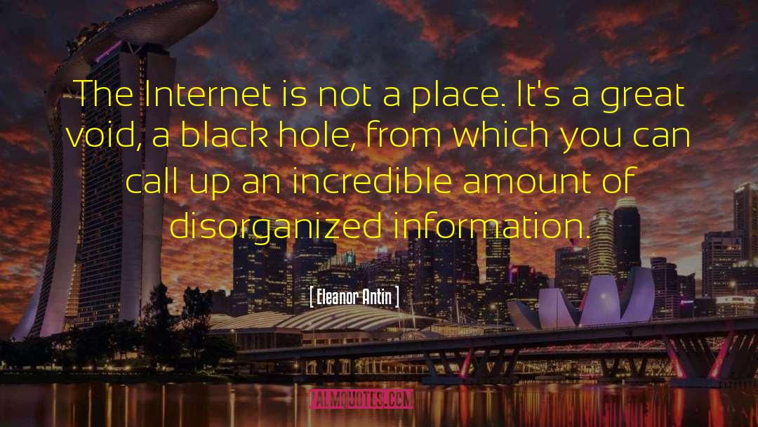 Eleanor Antin Quotes: The Internet is not a