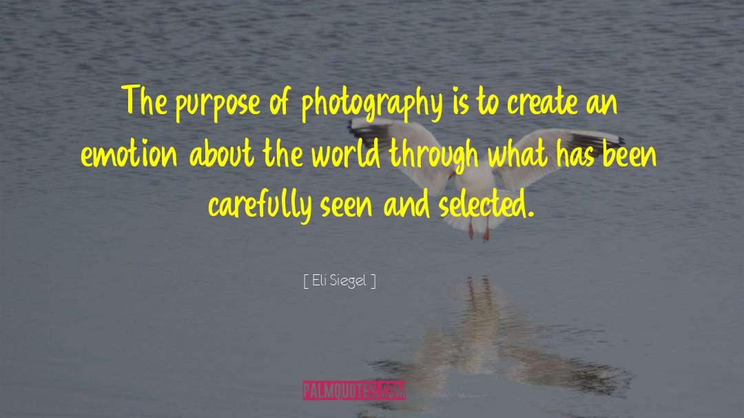 Eli Siegel Quotes: The purpose of photography is