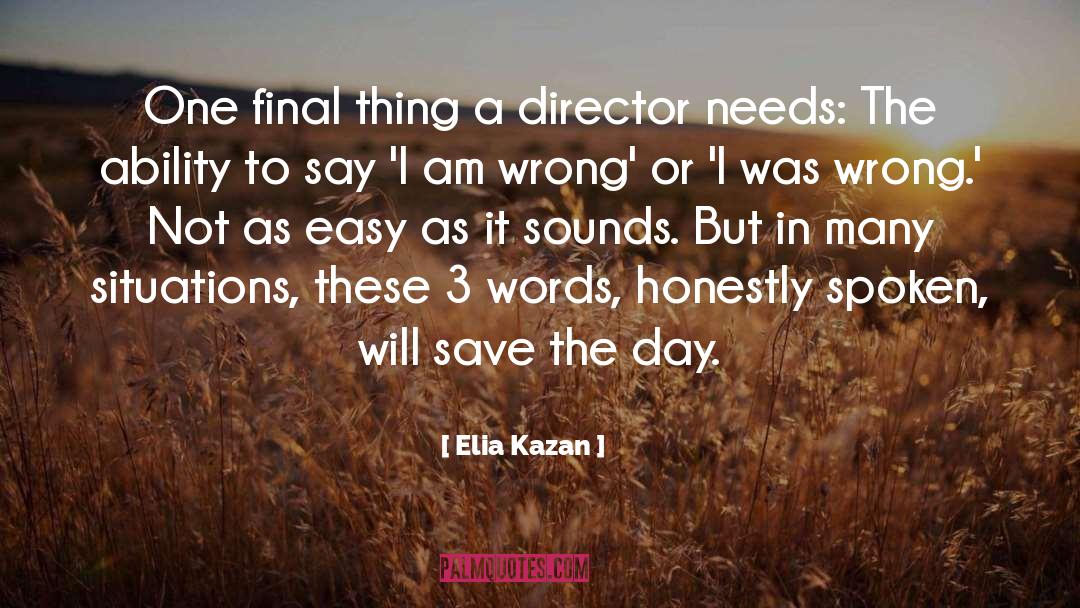 Elia Kazan Quotes: One final thing a director