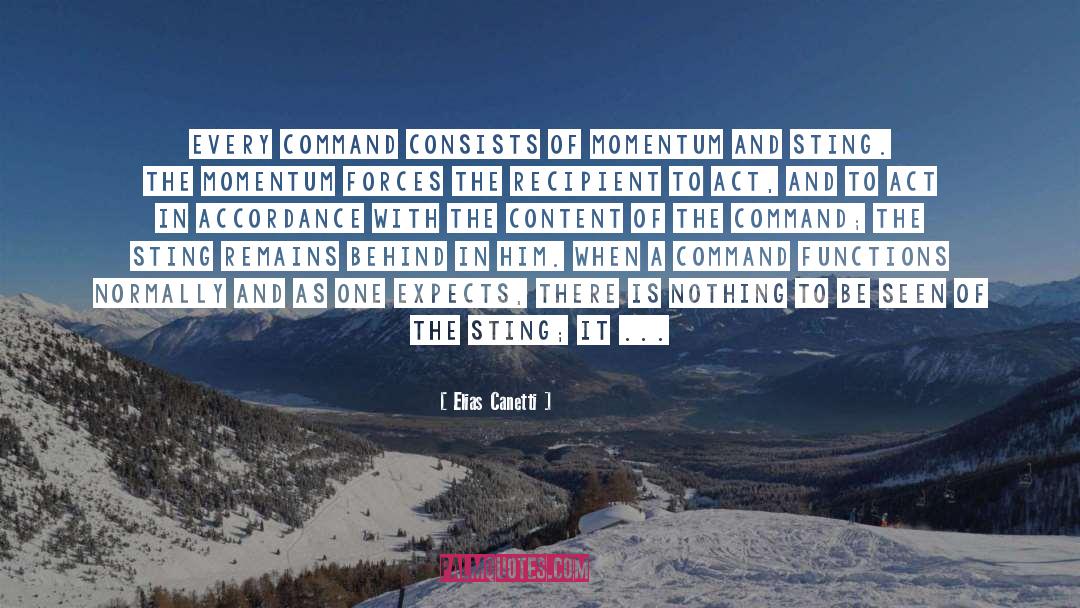 Elias Canetti Quotes: Every command consists of momentum
