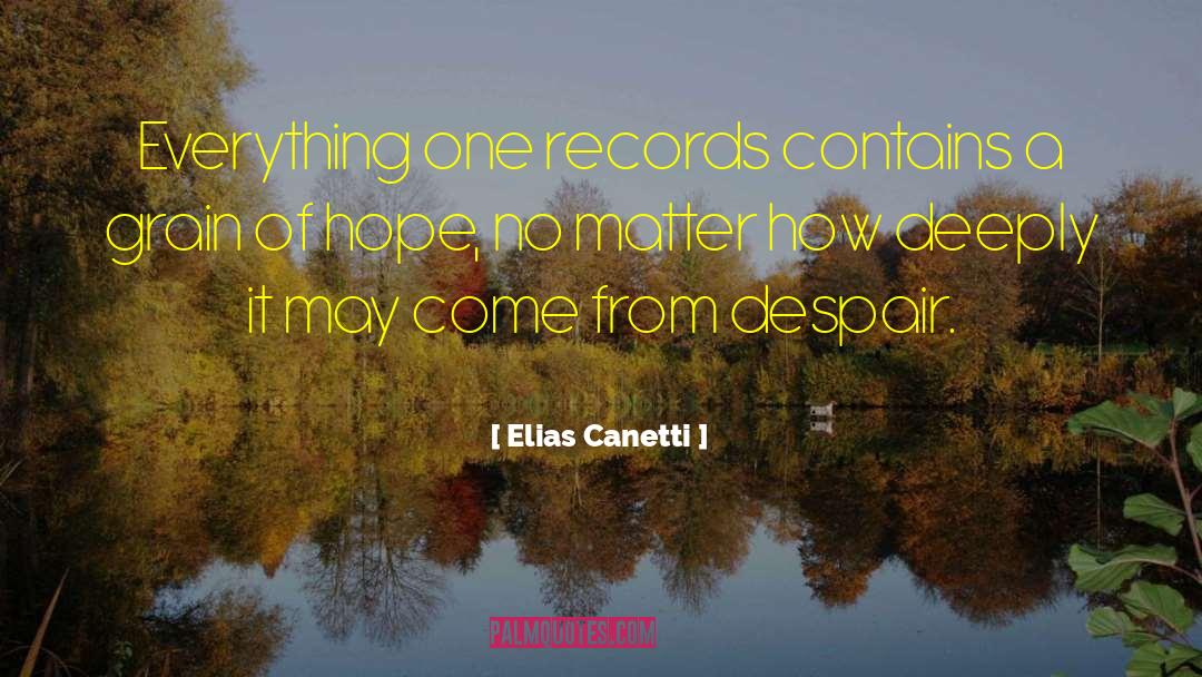 Elias Canetti Quotes: Everything one records contains a