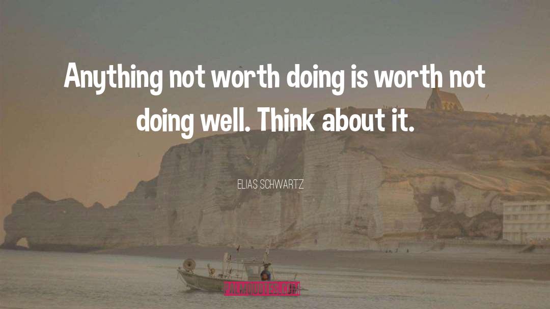 Elias Schwartz Quotes: Anything not worth doing is